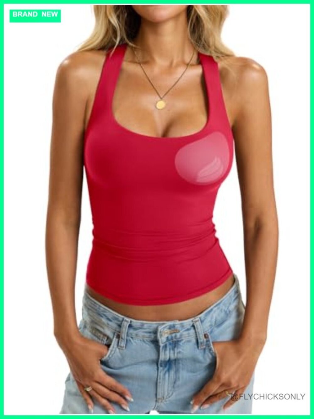Padded Racerback Tank Top Double Lined Built in Bra Cami - Fitted Going Out Top